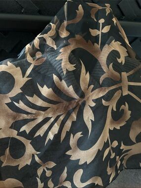 Source Unknown Black and Gold Floral Print Scarf